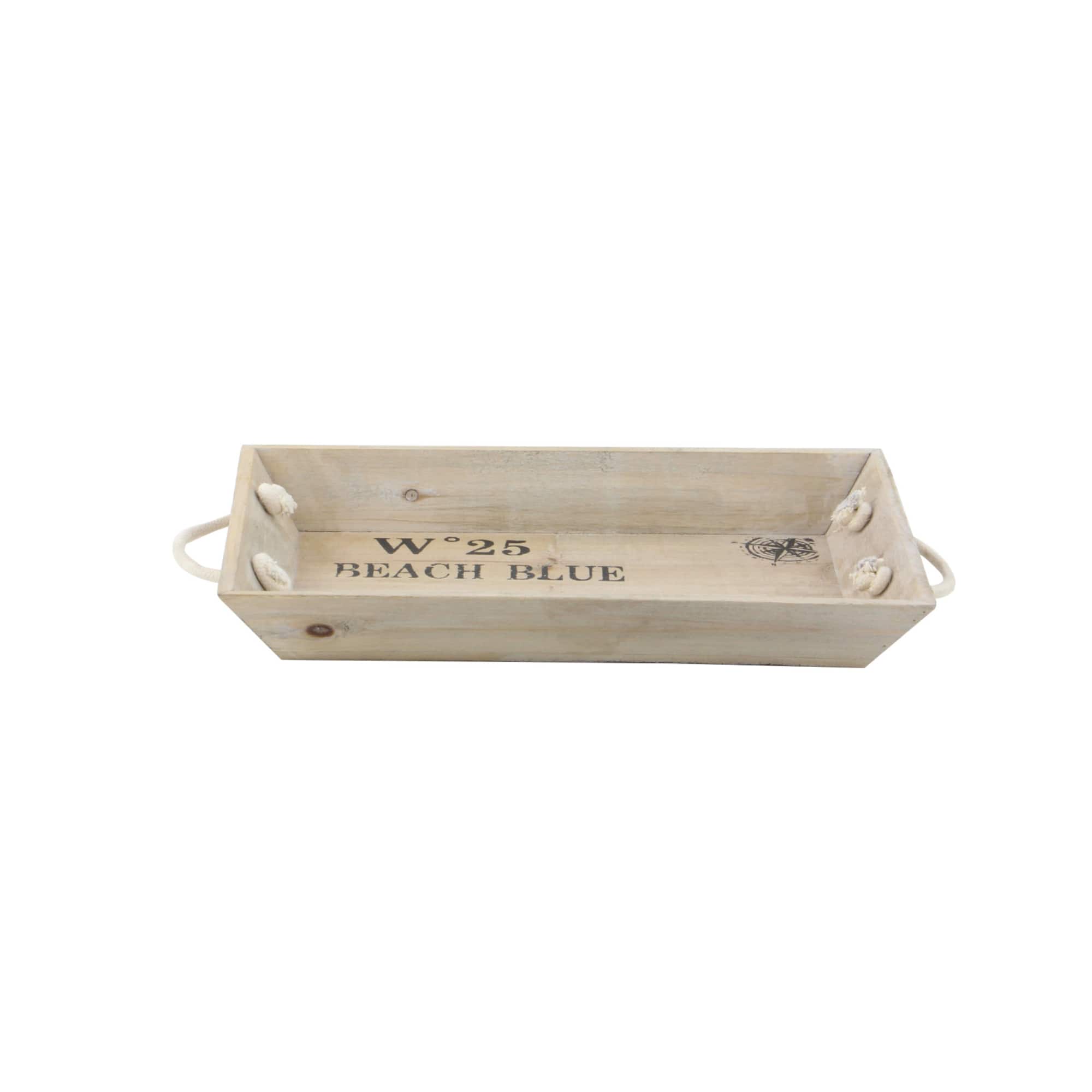 White Wood Coastal Tray Set